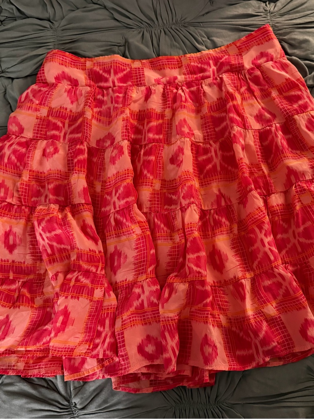 Anthropologie Coral and Fuchsia Tiered Skirt
